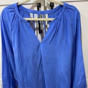 Lily Pulitzer Leslie Beckon Blue silk long sleeve blouse Large